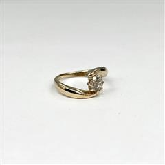 14k Yellow Gold Old European Diamond Bypass Engagement Ring Size 5.5